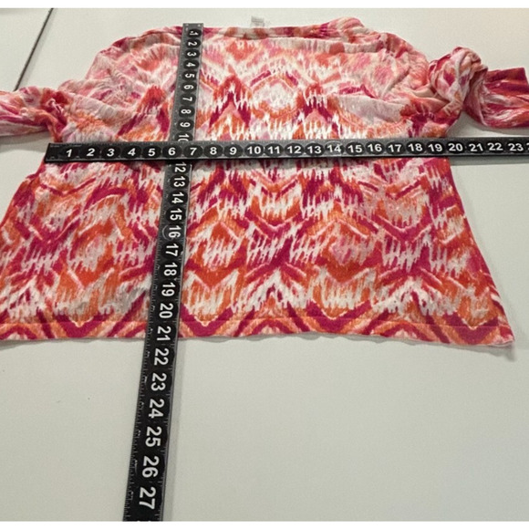 Chicos Cardigan Womens Large 2 Pink Orange Open Front Lightweight Sweater Beachy - Picture 6 of 9